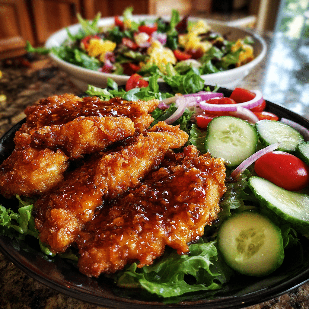 crispy honey hot chicken salad