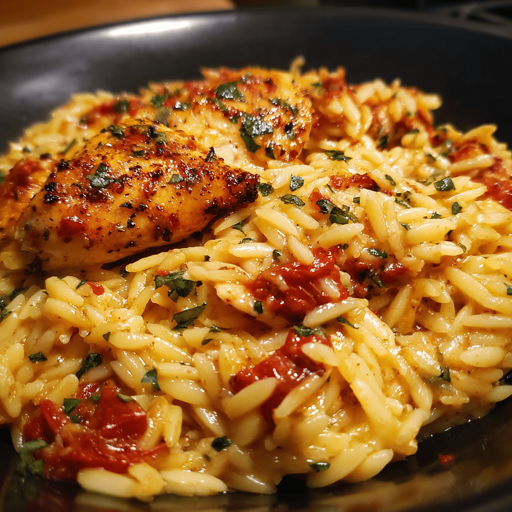 Crockpot Tuscan Chicken Orzo