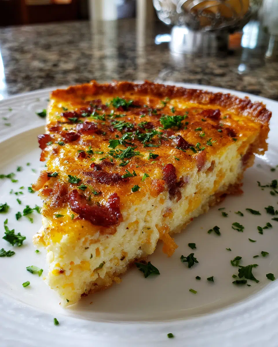 Craving a delicious brunch dish that's easy to make? This Simple Hash Brown Crust Bacon And Cheddar Quiche combines crispy potatoes, savory bacon, and melted cheese in one perfect bite. Learn how to make this crowd-pleasing recipe today.
