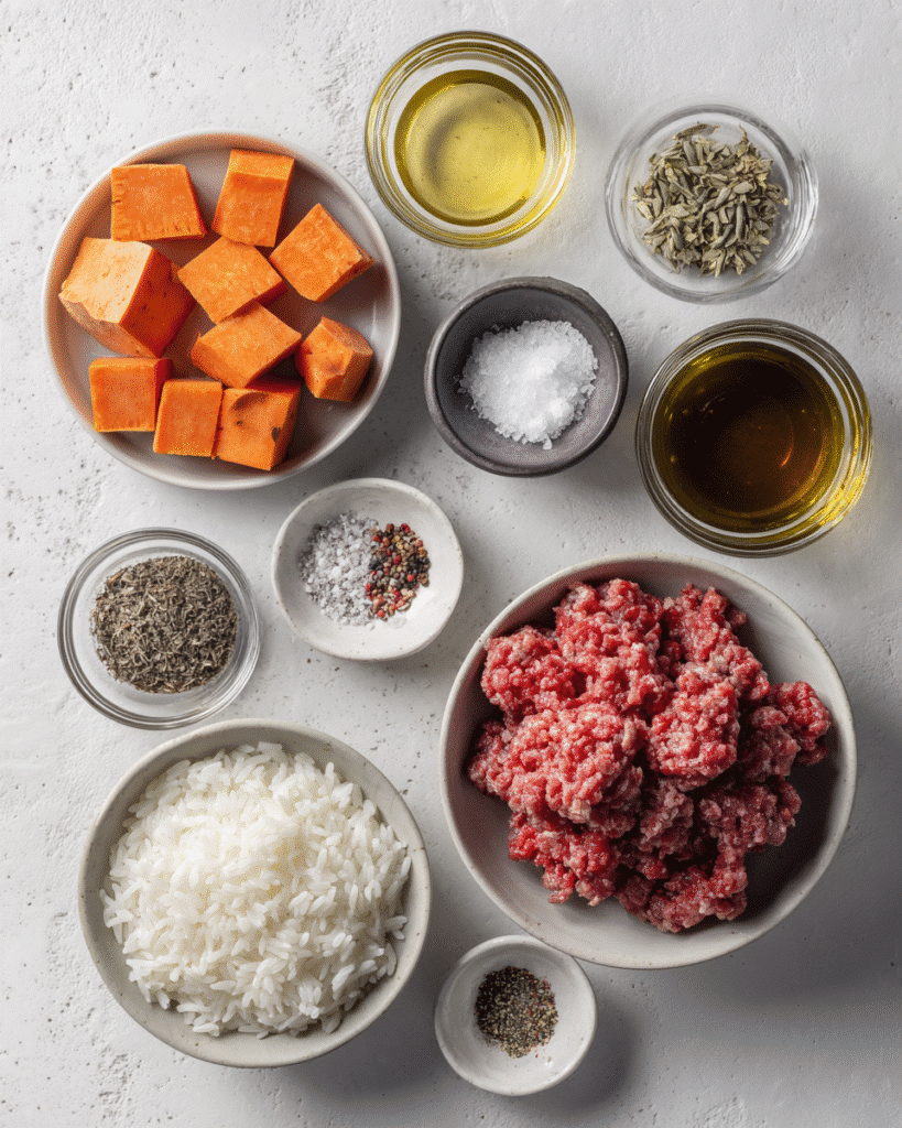 Sweet Potato Beef Bowl: Spicy Hot Honey Drizzle Delight!