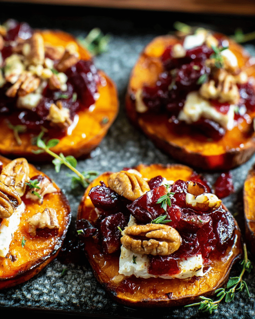 Sweet Potato Rounds: Brie & Cranberry Party Bites