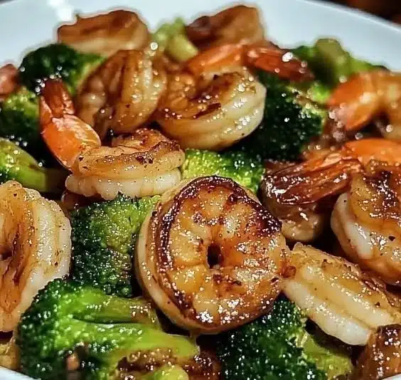 High-protein honey garlic shrimp served with vegetables