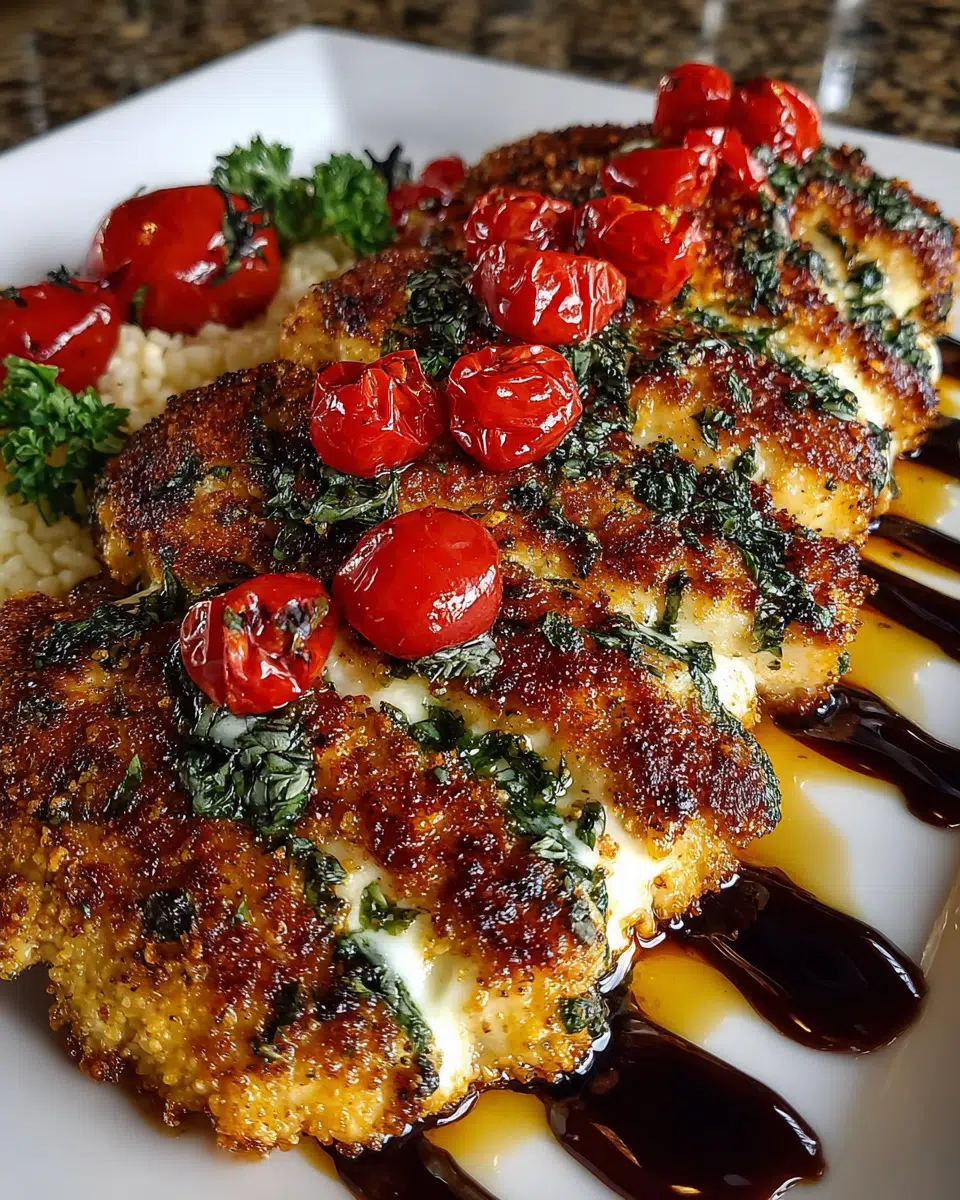 Italian Basil Chicken Cutlets with Tomato and Mozzarella Topping