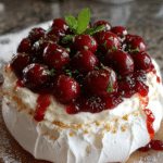 Cherry Vanilla Crumble Pavlova Clouds