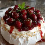 Cherry Vanilla Crumble Pavlova Clouds