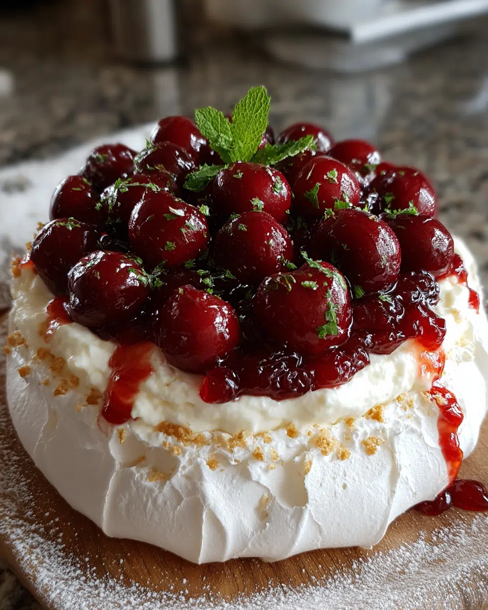 Cherry Vanilla Crumble Pavlova Clouds