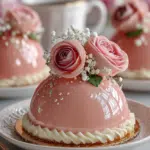 Vanilla Rose Mirror Glaze Dream Domes with Soft Cream Center