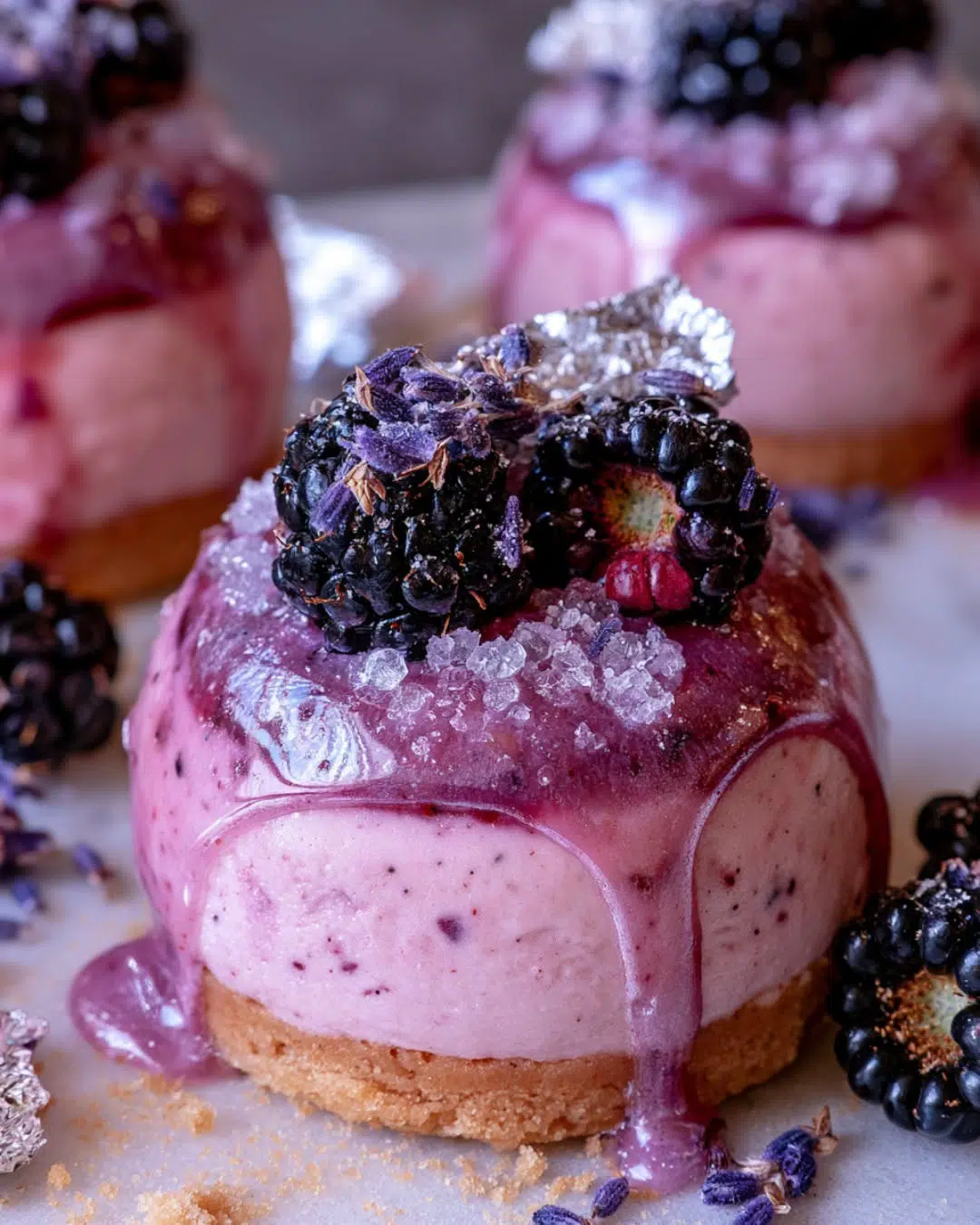 Blackberry Lavender Crystal Cheesecake Bombs