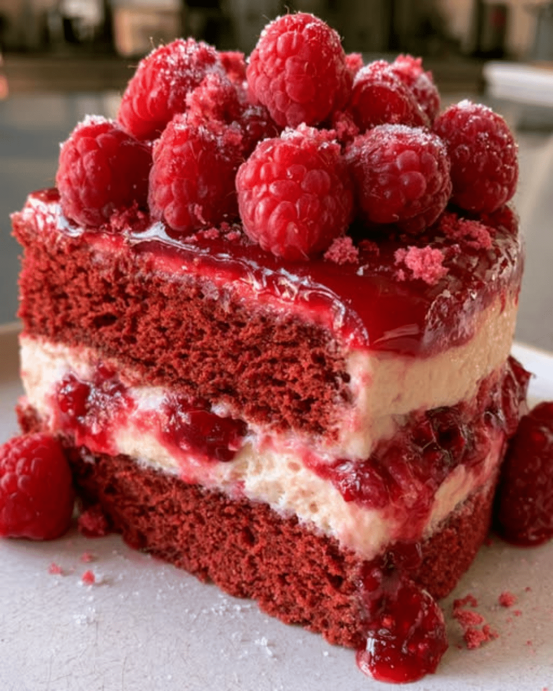 Raspberry Red Velvet Mousse Layer Cake